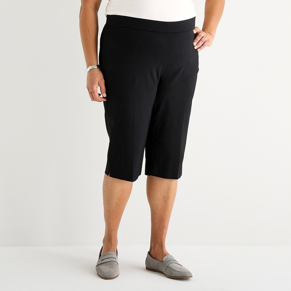 MSRP $54 Liz Claiborne Lisa Womens 16W Black Straight Capri Pants